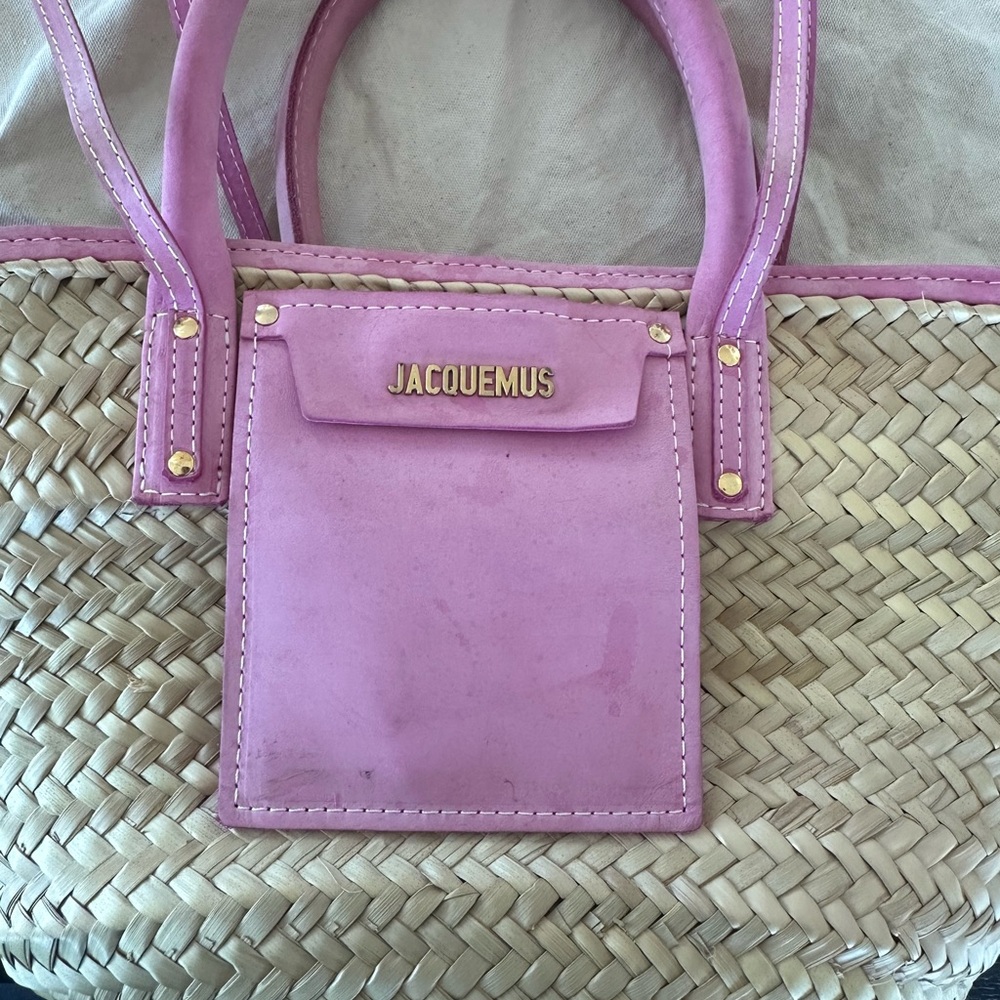 Jacquemus Pink and Tan Straw Raffia Bag - Picture 5 of 10